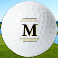 Custom Monogram Elegant Gold Black Personalized Golf Balls