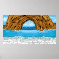 Ocean, Canyon and Mountains Digital Art Poster