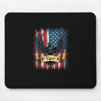 F-Caw-F Crow Bird Retro USA Flag Vintage F-Caw-F Mouse Pad