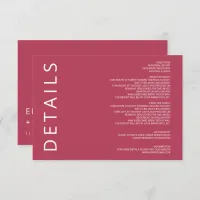 Magenta Elegant Modern Minimalist Wedding Enclosure Card