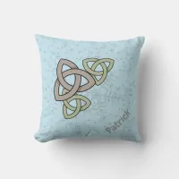 Blue Winter Celtic Knots and Snowflakes Throw Pillow