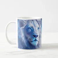 Beautiful White Mystical Lion with Blue Eyes   Coffee Mug