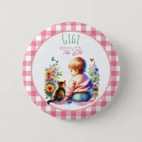 Baby and Kitten | Gigi to be Baby Shower Button