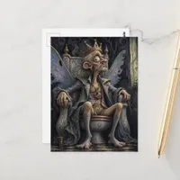 Silly Surreal Fairy King on His Porcelain Throne Postcard