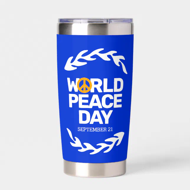 Blue Orange World Peace Day Peace Sign Insulated Tumbler