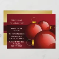 festive gold red Holiday Party Invitations