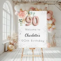90th Birthday floral rose gold greenery welcome Foam Board