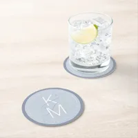 Liquid Marble Wedding Blue ID888 Round Paper Coaster