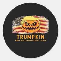 Trumpkin Make Halloween Great Again Us Flag Funny  Classic Round Sticker