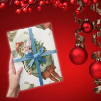 Vintage Christmas Holly Girl | Wrapping Paper