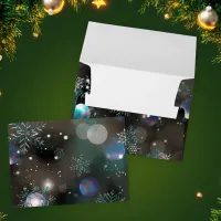 Falling Crystal Snowflakes and Bokeh on Black  Envelope