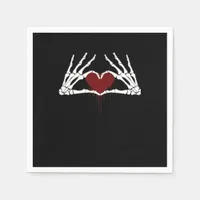 To Death Skeleton Heart Hands Style Napkins