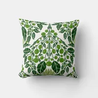 Art Nouveau Green–Vintage Floral Scallop  Throw Pillow