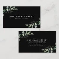 Chic Black Eucalyptus Business Card