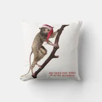 Funny Weird Christmas Taxidermy Monkey | Lemur Throw Pillow