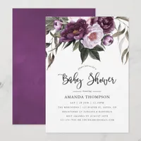 Deep Velvet Floral Baby Shower Invitation
