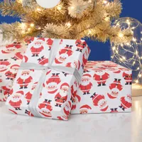 Father Christmas And Santa Claus White Wrapping Paper