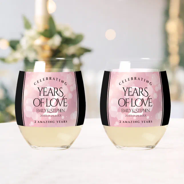 Elegant 2nd Rose Quartz Wedding Anniversary Whiskey Glass