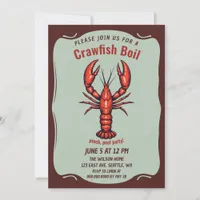 Vintage Retro Summer Seafood Crawfish Boil Party  Invitation
