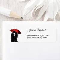  Romantic Parisian Red Umbrella  Love Silhouette Label