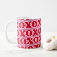 Red Pink XOXO Pattern Coffee Mug