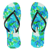 Sublime Himalayan Poppy Aqua Green Floral Pattern Flip Flops