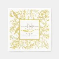 ANY Anniversary Elegant wildflower Monogram Napkin