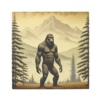 Vintage Bigfoot in the Mountains and Pines Metal Print