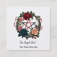 Pentagram and Roses Square Business Card