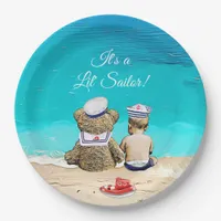It's a Lil' Sailor, Boy's Baby Shower Nautical Paper Plates