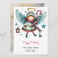 Quirky Angel Illustration Happy Holidays Holiday Card