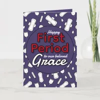 Dark Purple Cartoon Pad Tampon Teen First Period Card