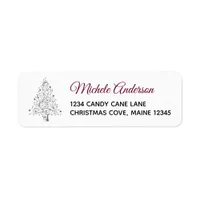 Burgundy Silver Winter Holiday Return Address Label