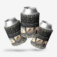 Elegant Photo Collage Gold Silver 25th Anniversary Can Cooler