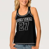 Sports Team Name Number Black Basketball Tank Top