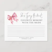 Favorite Memory With Bride Pink Bow Bridal Shower Card