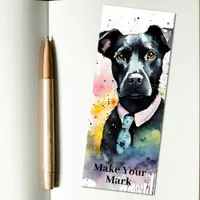 Bold Artistic Watercolor Black Dog Portrait  Bookmarks