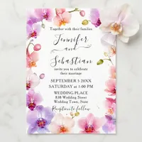 Watercolor Pink Purple Orchid Botanical Wedding Invitation