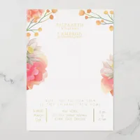 Tropical Peach Wedding Foil Invitation