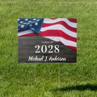 Patriotic USA Flag Photo Military Graduation Sign