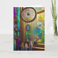 Pretty Dreamcatcher in Window | Missing You Friend Holiday Card