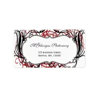 red, black and white Chic Business address labels