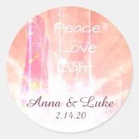 *~*  Energy Healing Hand  Peace  Love Light Classic Round Sticker