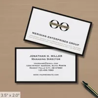 Simple White Black Border Logo Business Card