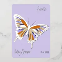 Butterfly Sweet Palette Baby Shower silver  Foil Invitation