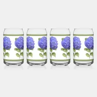 Blue Hydrangeas Floral Botanical Art Can Glass