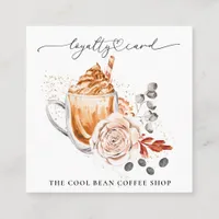 *~* Floral QR . Cafe Coffee Bean Espresso Rewards Loyalty Card