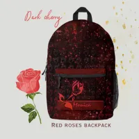 Dark Cherry Red Printed Backpack