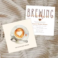 Baby Is Brewing Modern Coffee Baby Shower Invitation