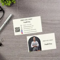 Private chef ivory photo arch QR code Business Card